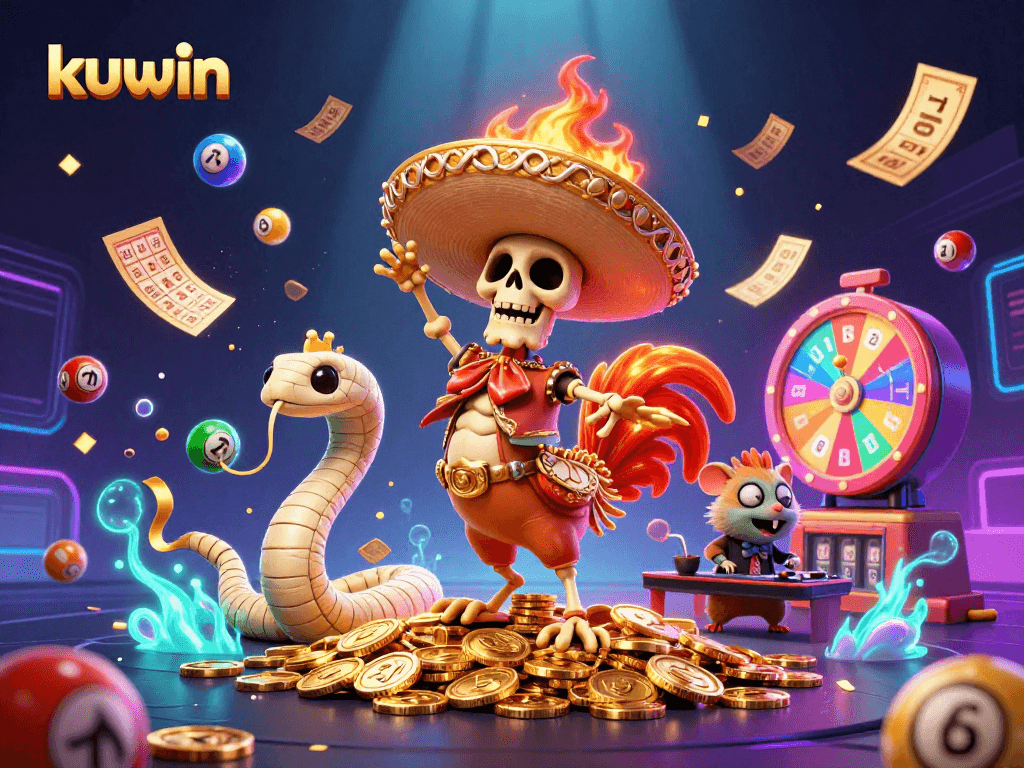 Engage with kuwin's vibrant casino scene featuring dynamic characters and colorful gambling elements.