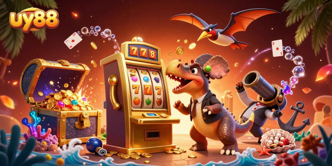 Experience thrilling jackpots in uy88 with vibrant 3D cartoon characters and exciting casino elements.