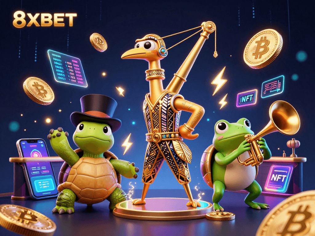 Engage with exciting gaming experiences at 8XBET featuring vibrant characters and dynamic casino elements.