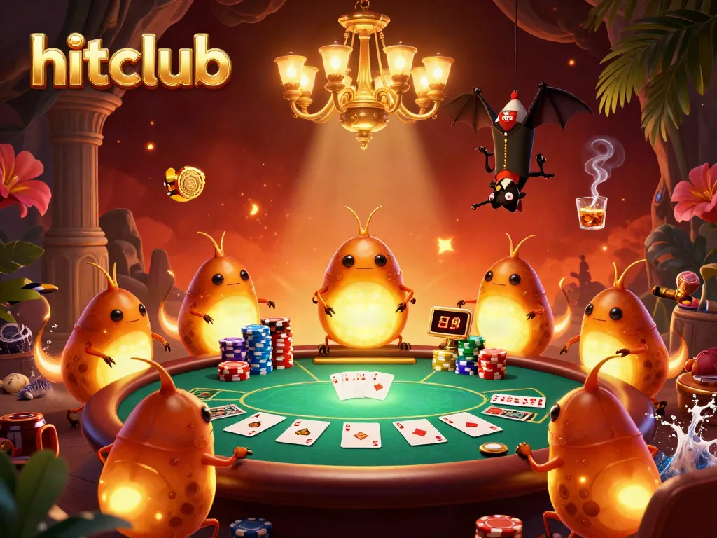 Experience the vibrant hitclub casino illuminated by glowworms in an exciting game scene.