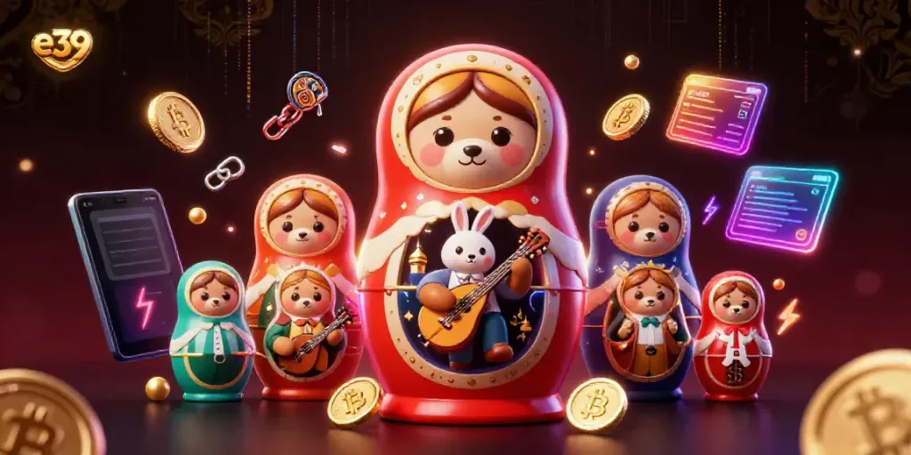 Play e39 themed casino games with vibrant bears and crypto elements in an epic scene