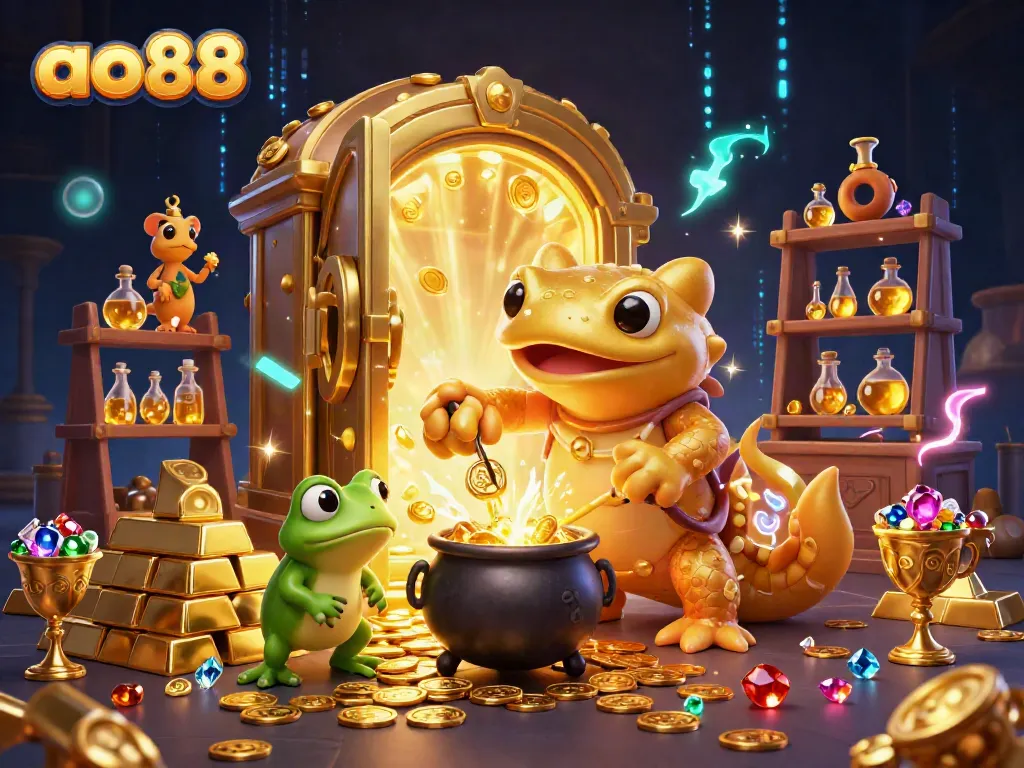 Experience the thrill of ao88 casino gaming with golden alchemists and treasures.