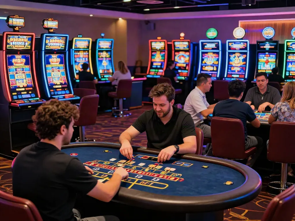 Excitement in a vibrant online casino showcasing players enjoying bonus sans depot casino offers and games.