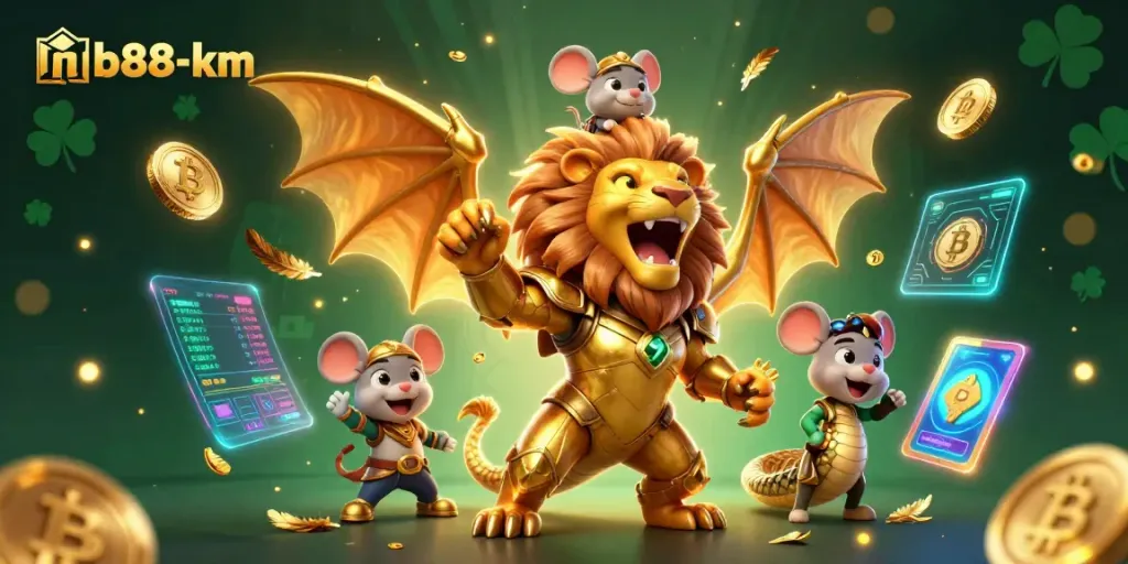 Experience dynamic action with mb88-km as a chimera and mouse jockey shine in a vibrant crypto casino scene.