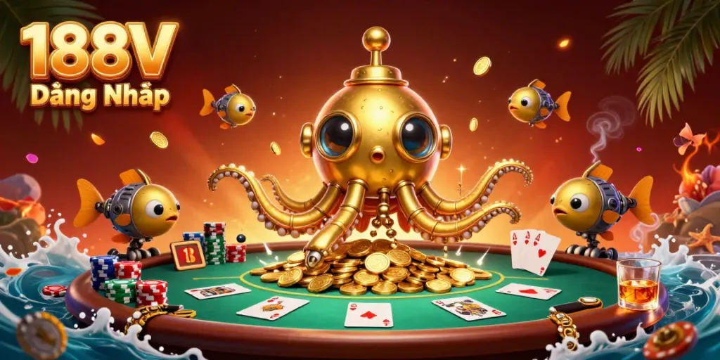 Experience thrilling moments with 188V Đăng Nhập among golden coins and vibrant poker action