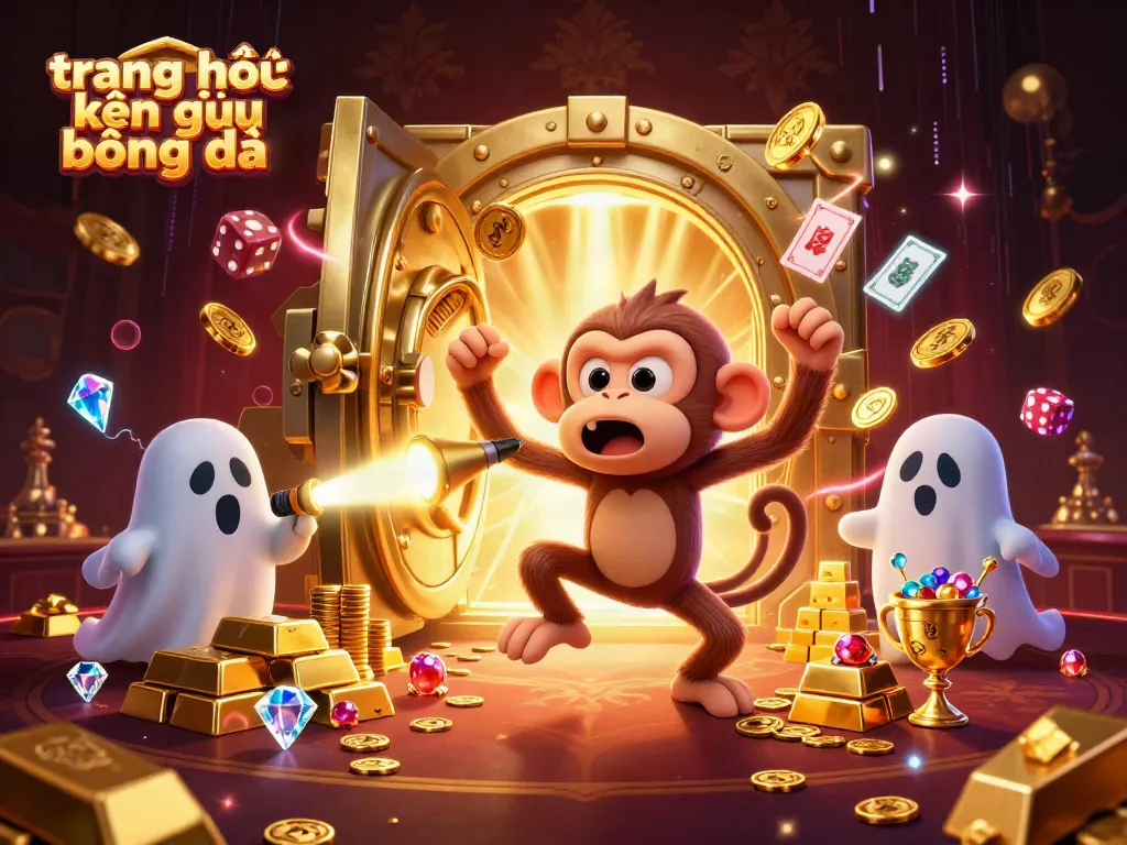 Engage with the vibrant scene of "trang chủ kết quả bóng đá," showcasing lively casino elements and ghostly characters.