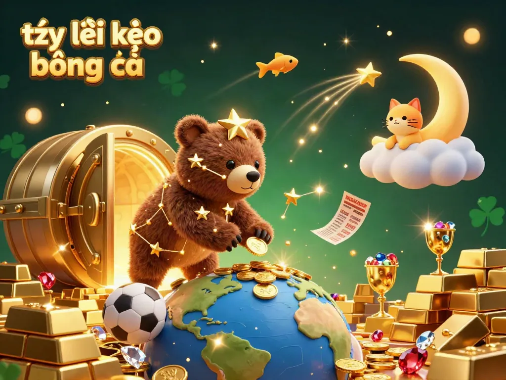 Experience the excitement of tỷ lệ kèo bóng đá with vibrant sports elements and golden treasures.