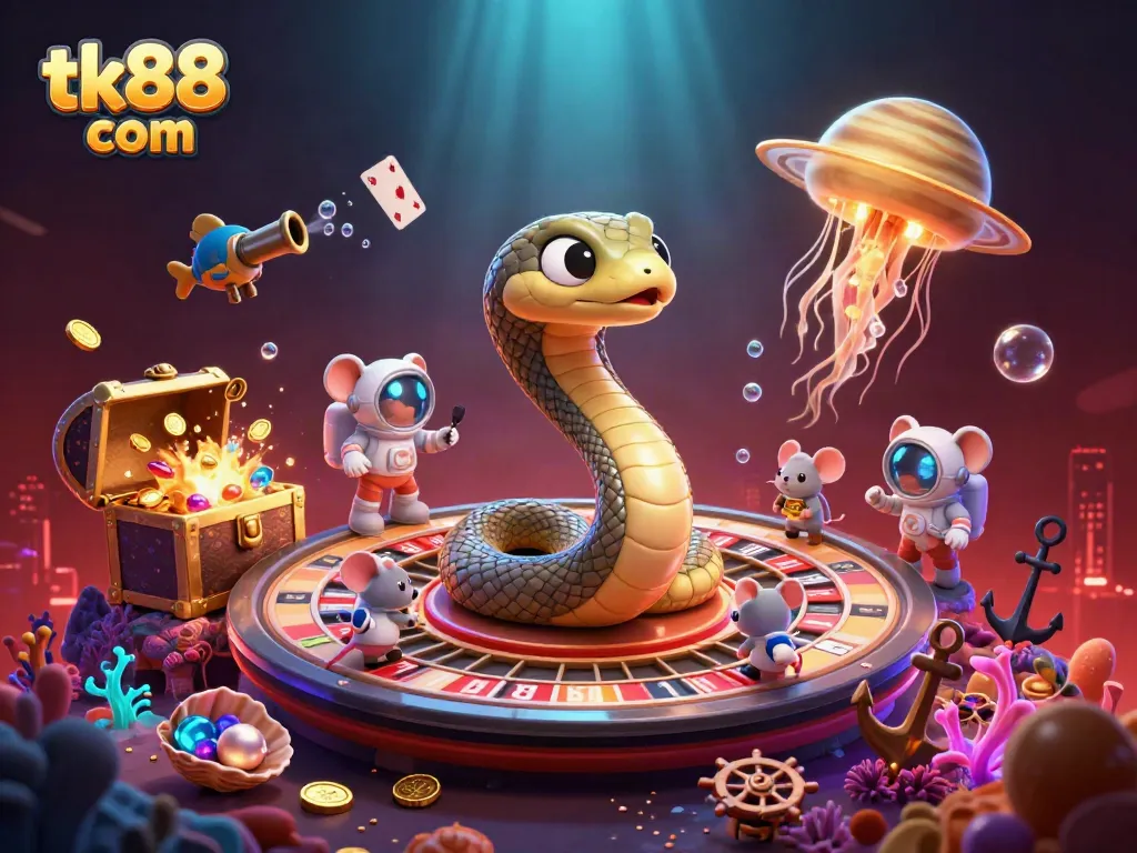 Experience the cosmic gameplay at tk88 com with thrilling betting scenes featuring unique characters and elements.