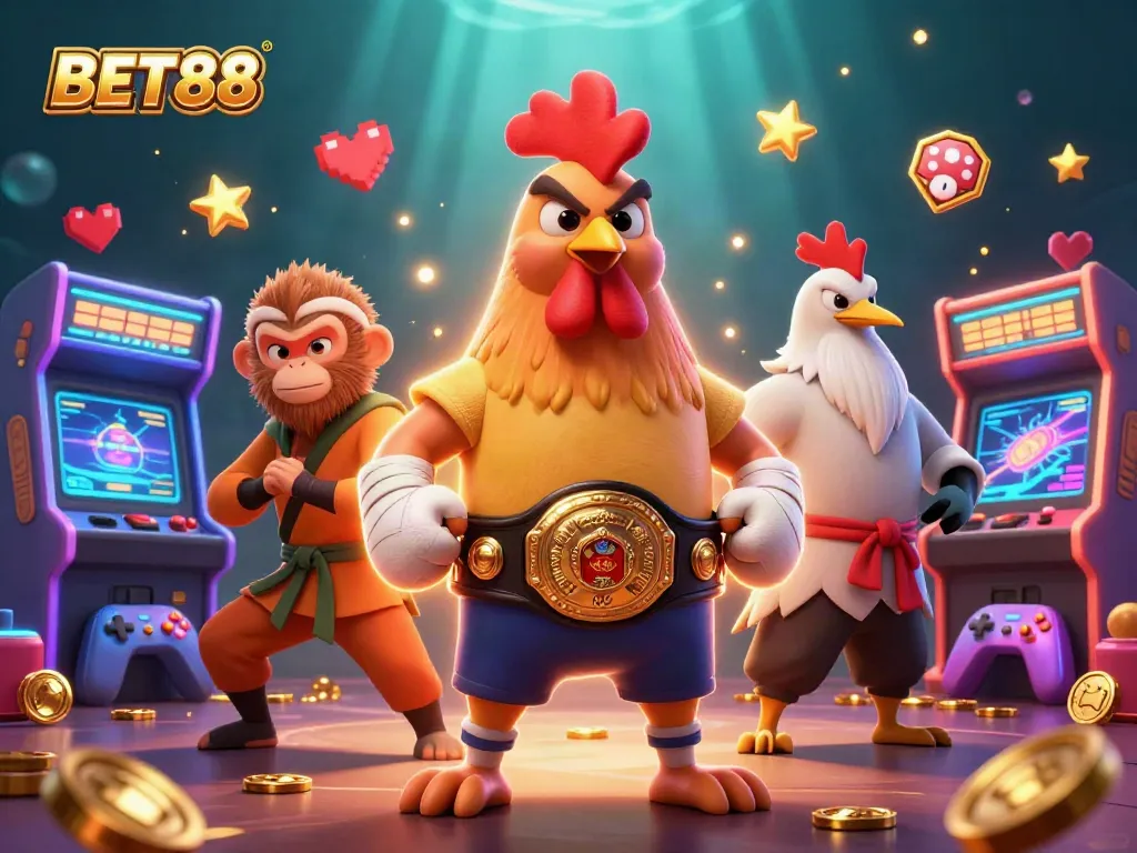BET88 tham gia vào thế giới game với những biểu tượng sòng bạc rực rỡ và nhân vật độc đáo.