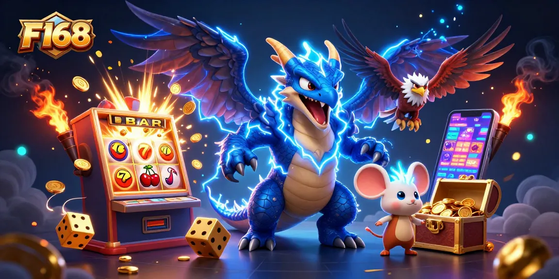 Experience the thrilling world of F168 with an electrifying casino adventure featuring dynamic slot machines and game elements.