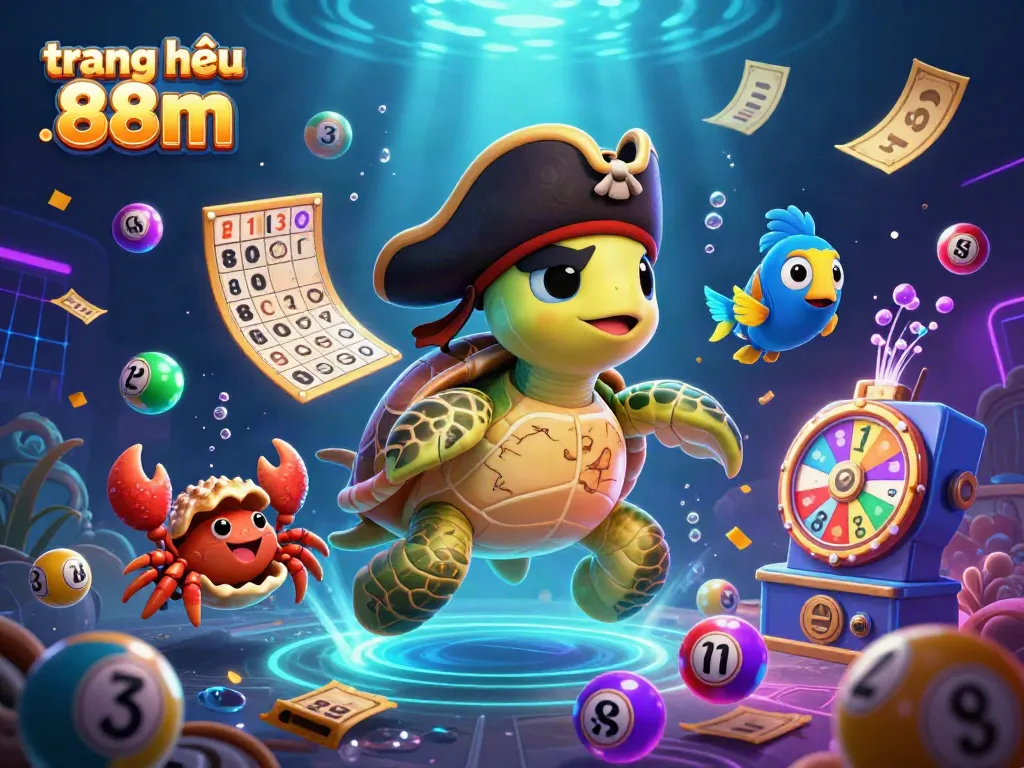 Experience the thrill of winning at trang chủ 88m with exciting gaming elements like lottery balls and treasure.