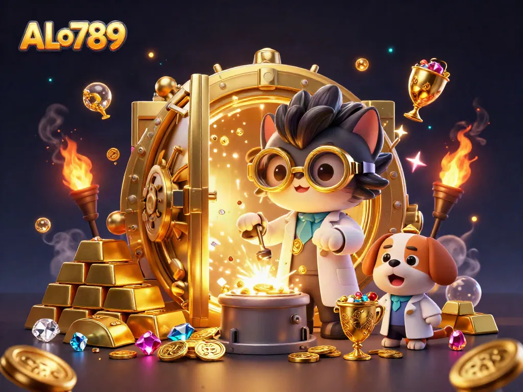 Experience ALo789's exhilarating gaming scene with gold treasures and charismatic characters.