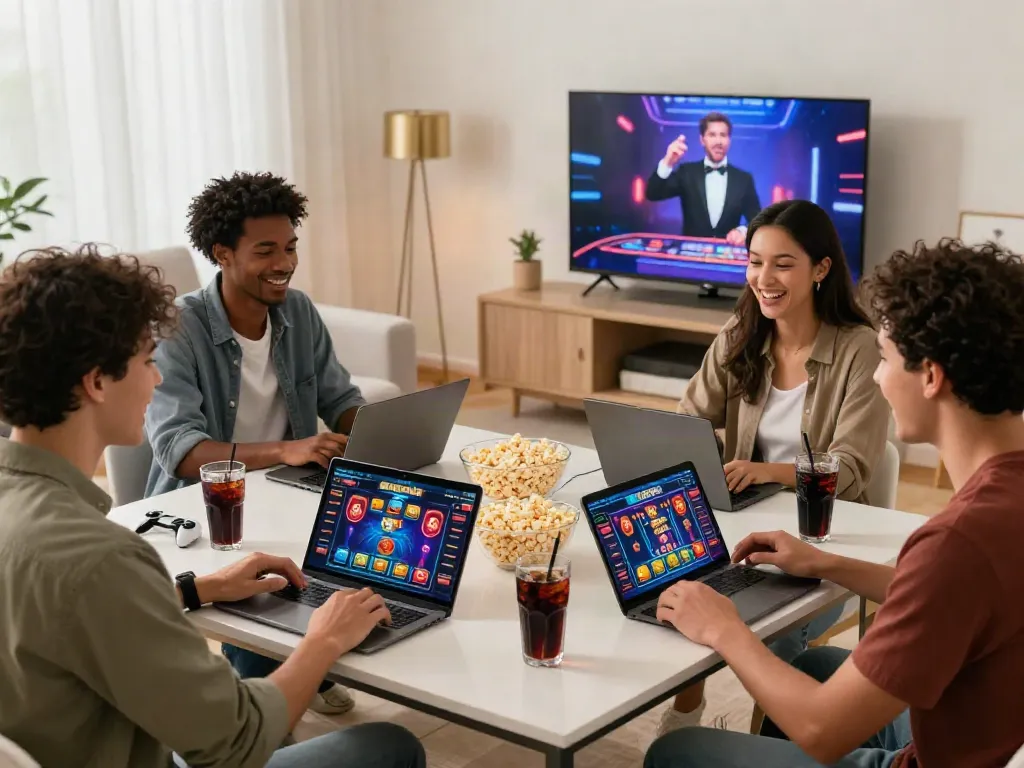 Engaged players at home enjoying casinos that take credit cards while playing colorful online games.