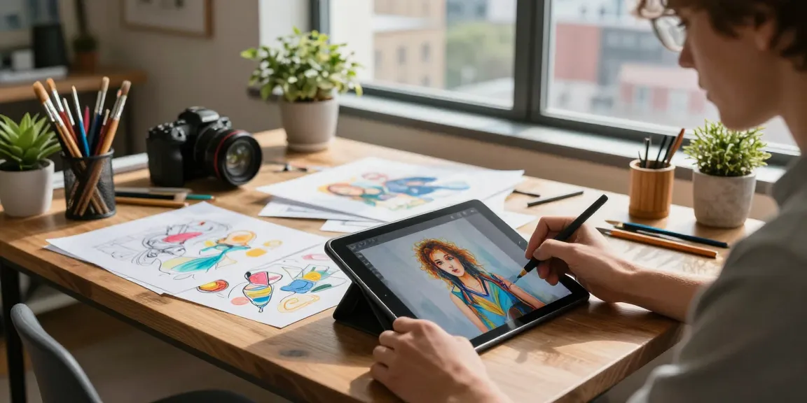 Transforming an image to image creation in a vibrant digital art studio.