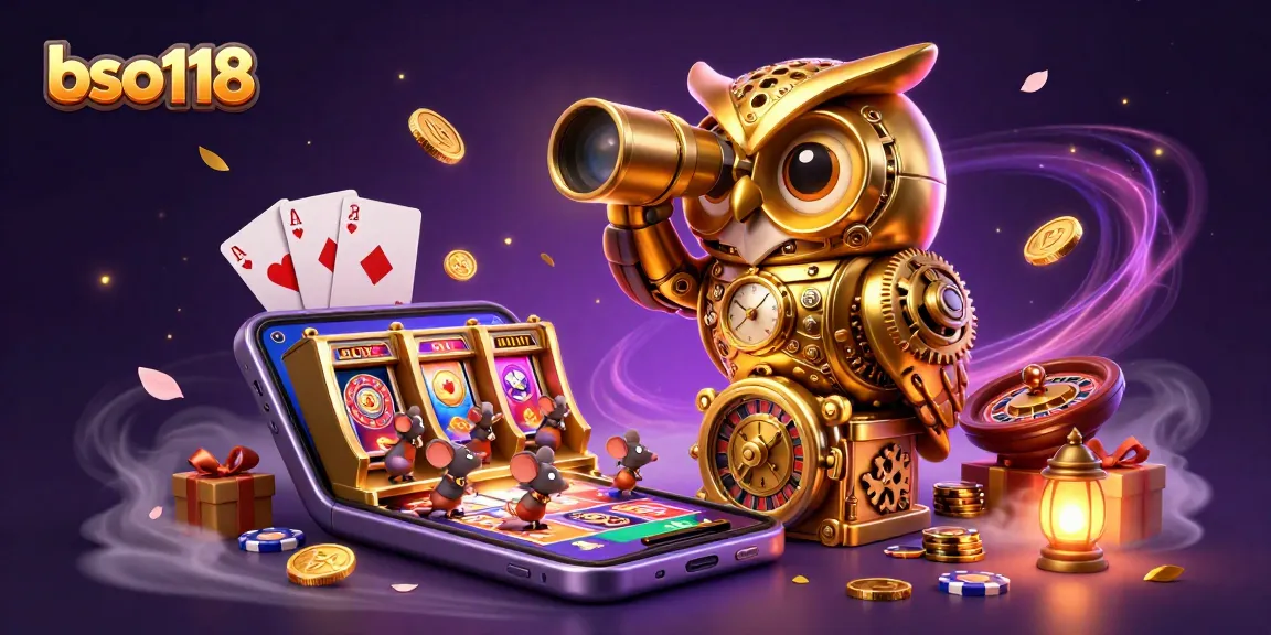 Engage with bso118 through a vibrant 3D casino scene packed with characters and gaming action.