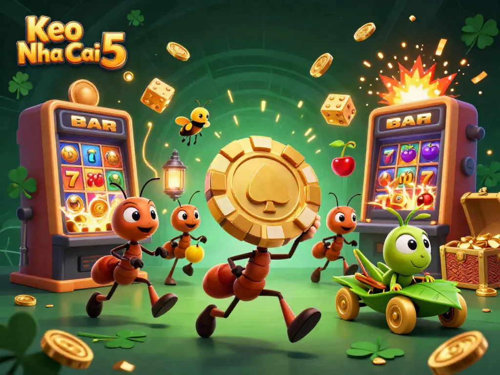 Experience the excitement of Keo Nha Cai 5 with entertaining 3D ant heist scene and casino elements.