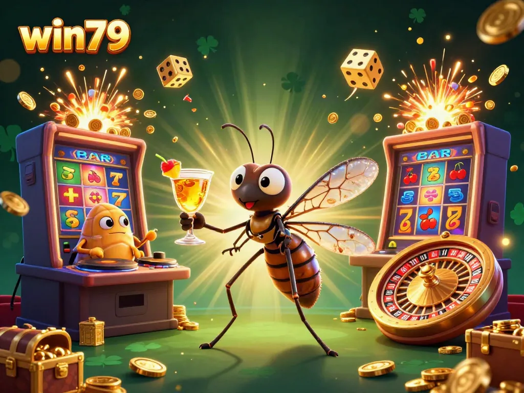 win79 casino mascot brings to life a dynamic gaming scene with exciting elements and vibrant details