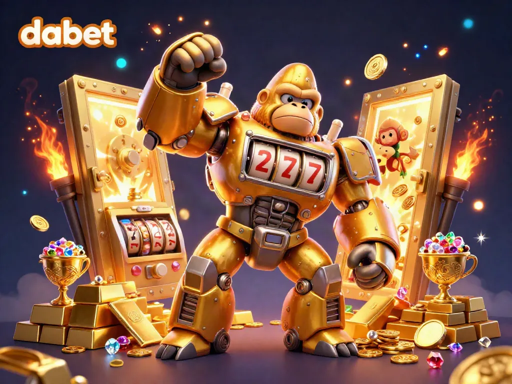 Experience thrilling gameplay with dabet's golden mech and exciting casino elements bursting with treasure.
