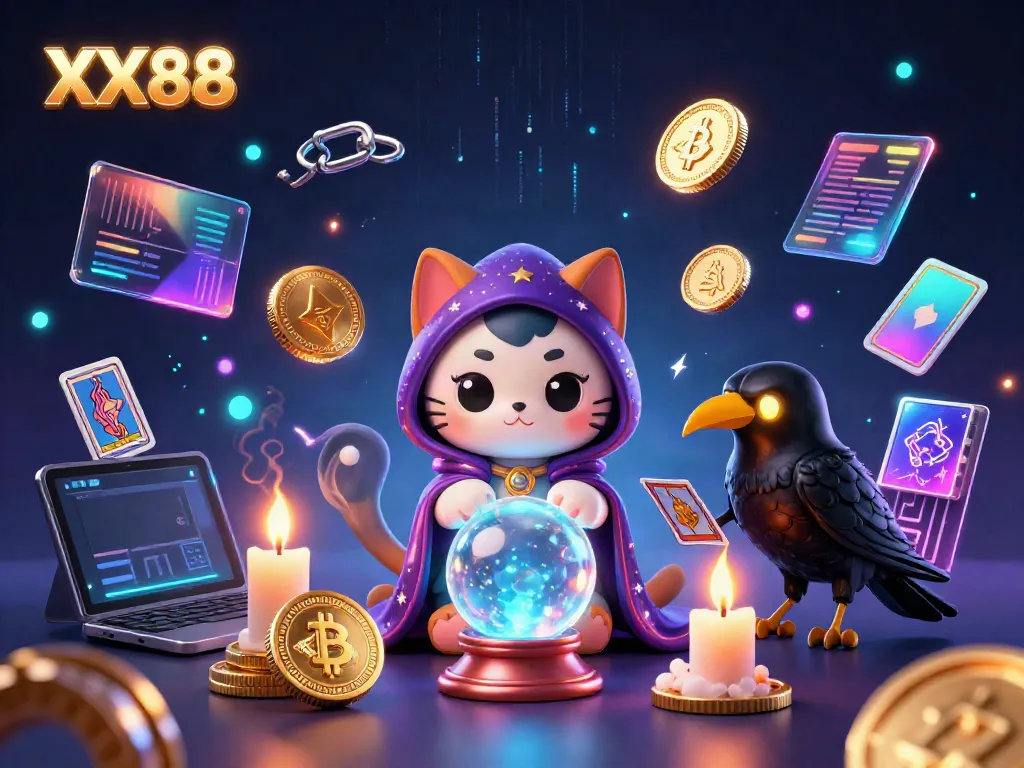 Engage with the vibrant XX88 casino scene featuring mystical characters and crypto elements.