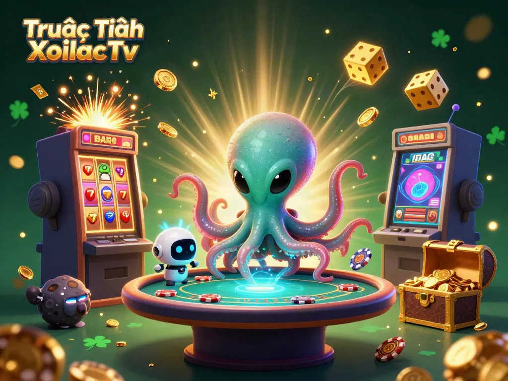 Experience thrilling gameplay with Trực Tiếp XoilacTv as a vibrant alien octopus encounters adventurous gambling.