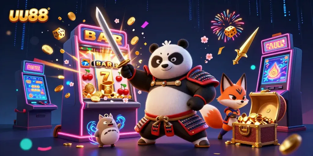 Engage with the thrilling world of uu88 through vibrant characters and dynamic casino elements in motion.