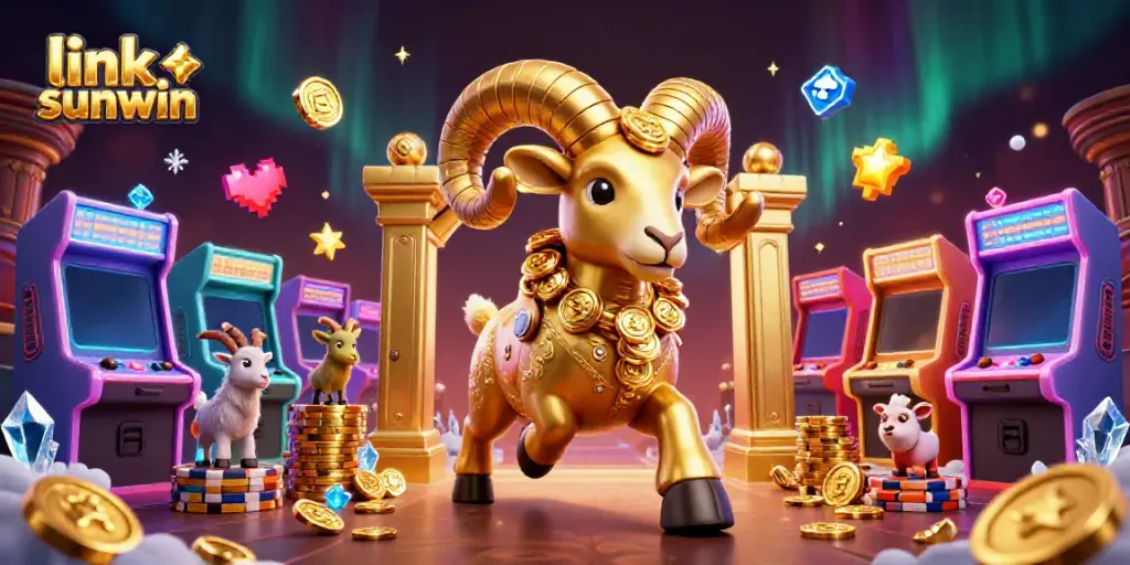 Experience the excitement of slot games at link sunwin with colorful arcade machines and dynamic casino elements.