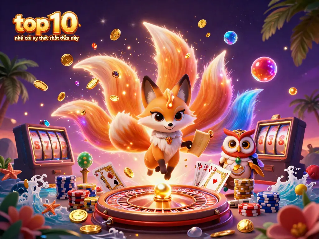 Experience the magic of top 10 nhà cái uy tín nhất hiện nay with vibrant casino characters and gaming elements.