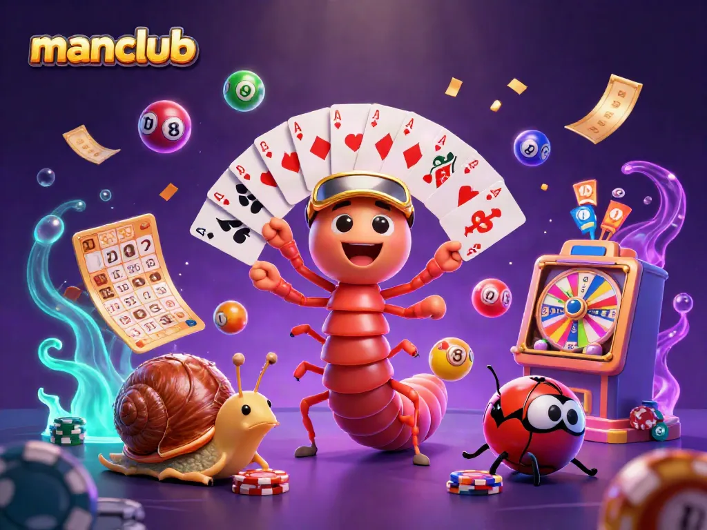 Engage in the thrilling action at Manclub with a vibrant casino scene featuring a millipede dealer and a high-roller.