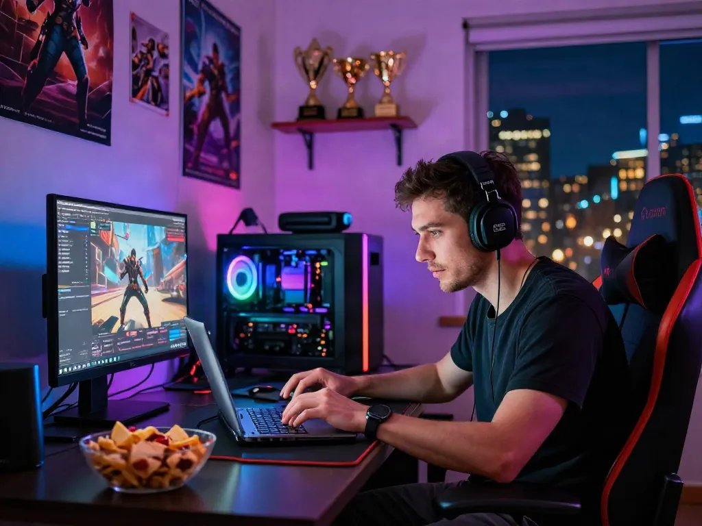 Exciting gaming experience at https://manclub1.jp.net/ showcasing vibrant gaming setup, player engaged in competition.