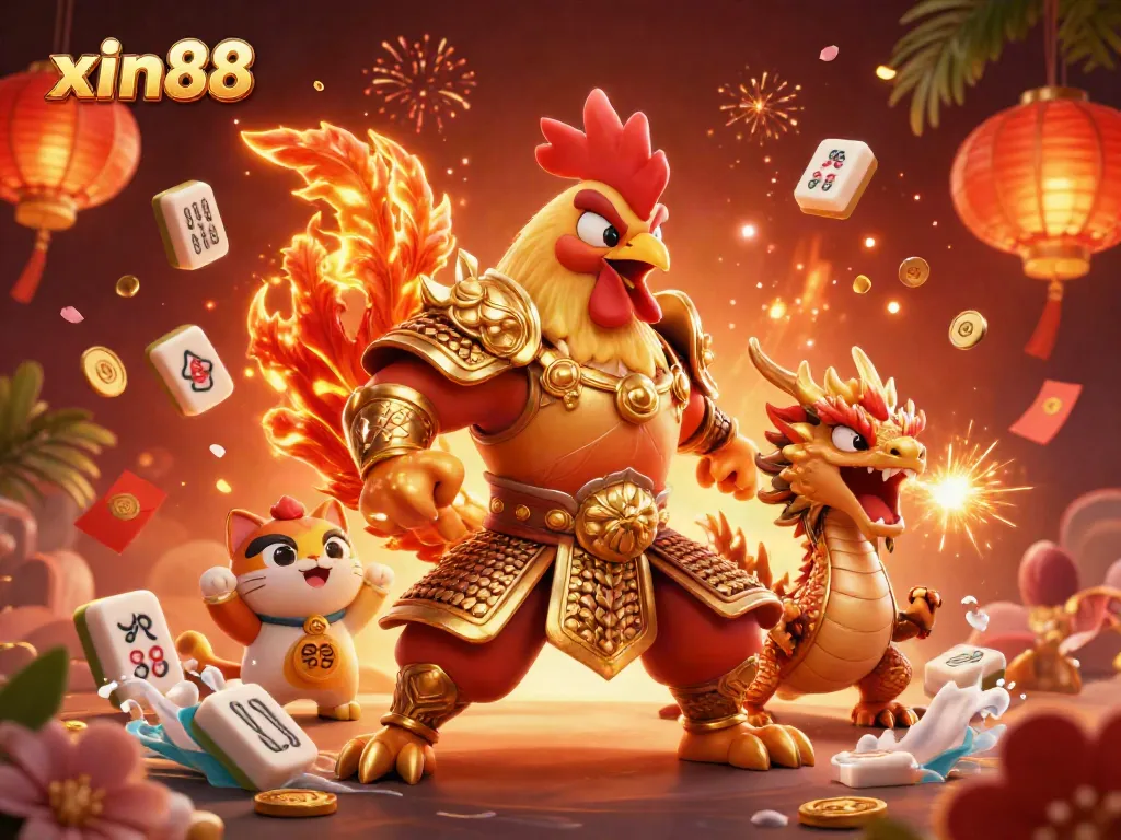 Experience gaming excitement at xin88 with dynamic characters and festive casino elements.