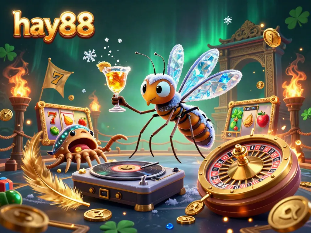 Experience the vibrant casino action at hay88 with an ultra-detailed 3D scene blending unique characters and dynamic gambling elements.
